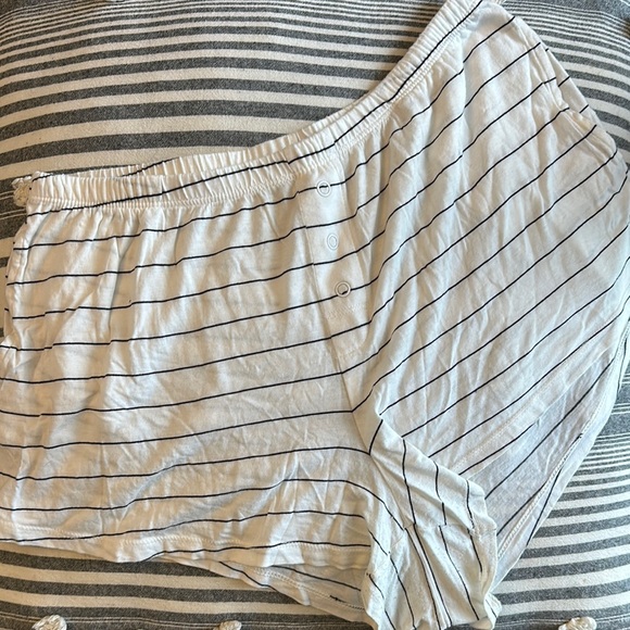 Striped White and Black Pajama Shorts - Picture 1 of 6
